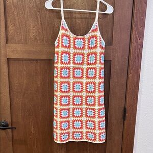 Colorful Crochet Mini Dress